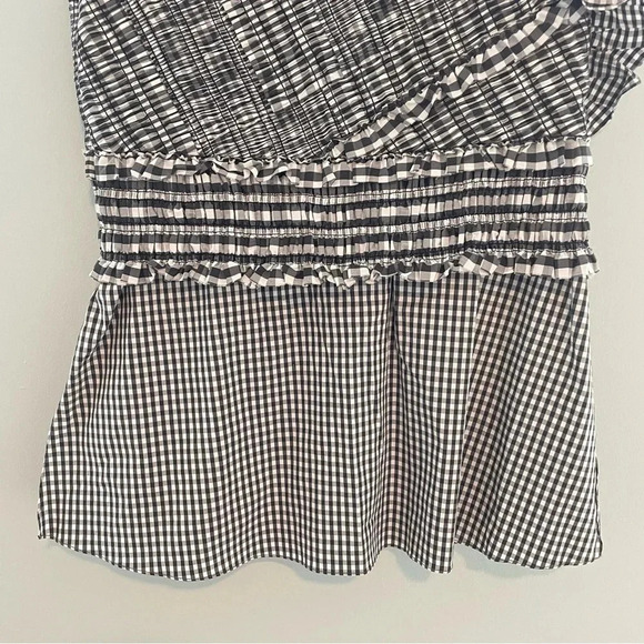 3.1 Phillip Lim Smocked Gingham Top Black/White 2 - Picture 6 of 15